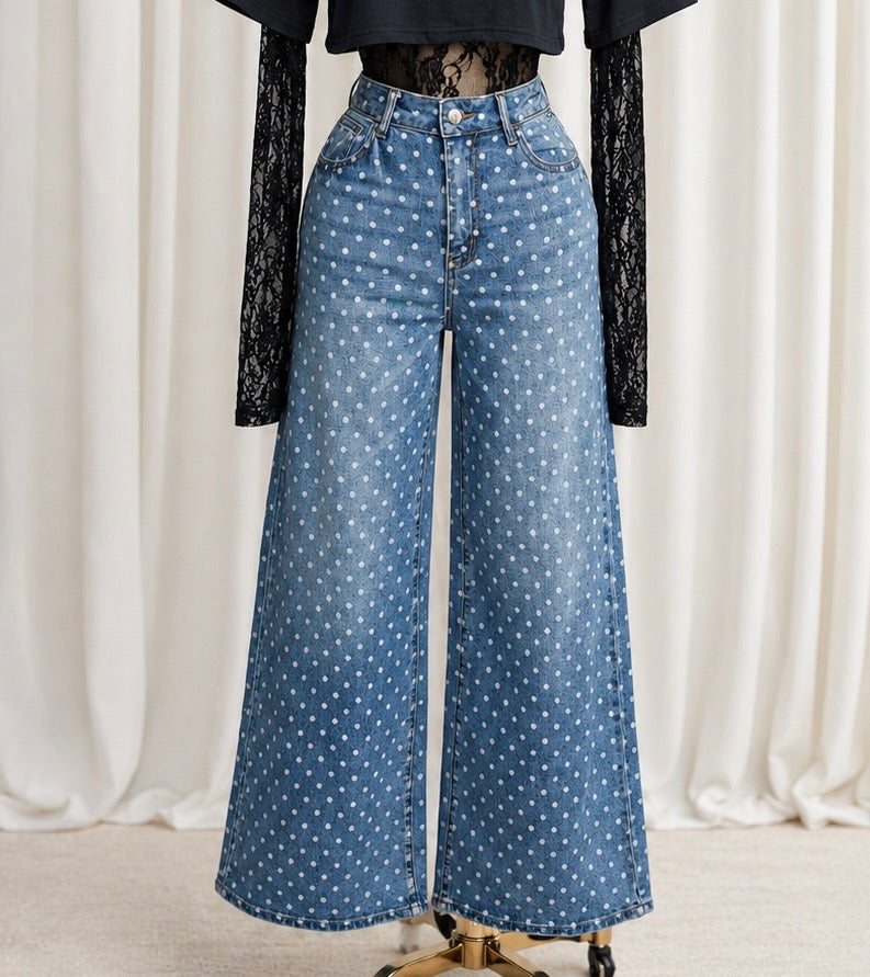 Polka Wide-Leg Jeans