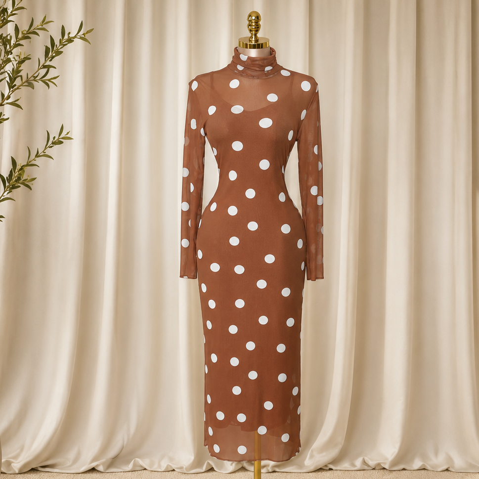 Mocha Polka Dress